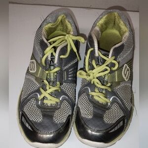 Kids Gray and Green Athletic Shoes